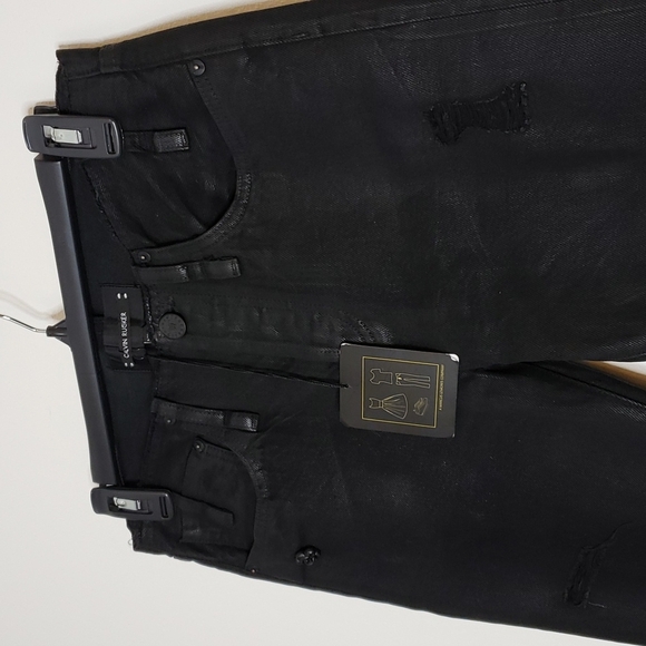 NEW Calvin Rucker Jeans Baby Love Distressed Black 26 Hi Waist Boyfriend Luxury - Picture 14 of 16